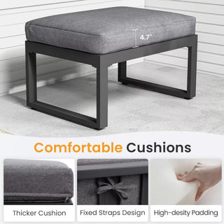 Patio All-Weather Ottomans With Thick Cushions (Set of 2)