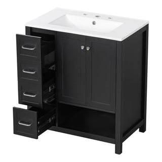 Bathroom Vanity With Sink Top, Bathroom Vanity Cabinet With 2 Doors And 2 Drawers, Open Shelf