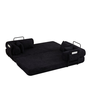 Convertible Sleeper Sofa Bed With Cylindrical Pillow