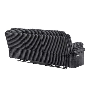 Winston - Power Reclining Sofa With LED Lighting, Hidden Drawer, And Drop Down Table - Black