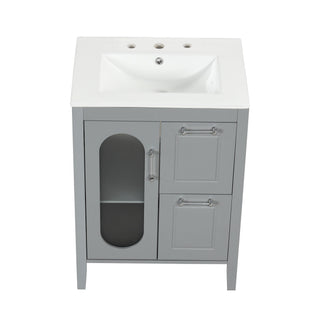Modern Bathroom Vanity With Sink, Cabinet With 2 Drawers And Door, Adjustable Shelf