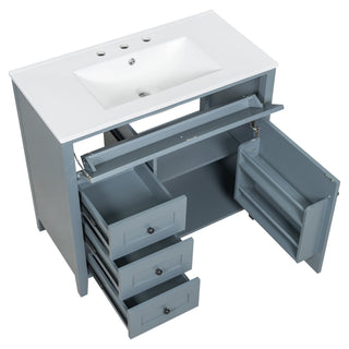 Bathroom Vanity With Sink, 3 Drawers & Cabinet With Adjustable Shelves
