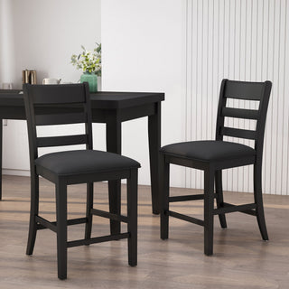 Farmhouse Upholstered Wood Counter Stools