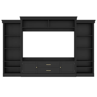 Elegant Entertainment Center Wall Unit With Bookshelves