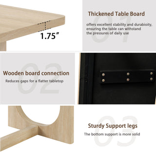 7 Piece Dining Table Set For 6, Rectangular Table & 6 Upholstered Chairs, Sturdy U - Shaped Base For Dining Room - Light Oak
