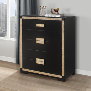 Lively - Chest With Glitter Detail And Thick Bar Handle Hardware - Black