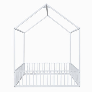 Metal House Bed With Fence And Door