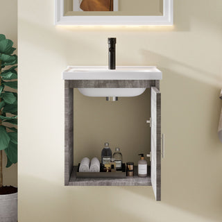 Floating Bathroom Vanity Combo, Wall Mounted Cabinet With Sink & Soft Close Doors For Small Bathrooms