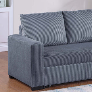 Convertible Sleeper Sofa With Pull Out Bed, Upholstery, Square Arms - Dark Gray