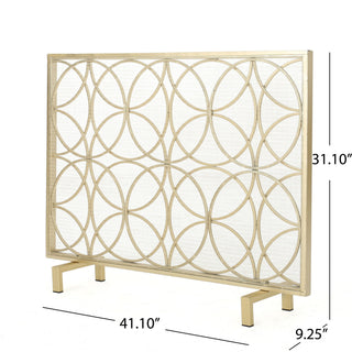 Thayer - Single Panel Iron Fireplace Screen With Geometric Design