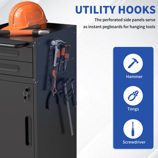 Rolling Tool Cabinet Heavy Duty Garage Storage With Lockable Doors & Drawers