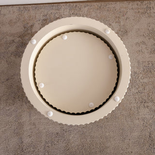 Drum Nesting Coffee Table With Wave Stripe Design For Living Room (Set of 2) - Beige / White