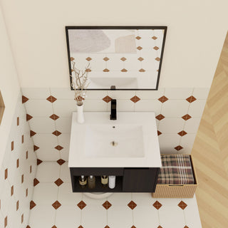 Wall Mounted Floating Bathroom Vanity With Open Shelf & Soft Close Door