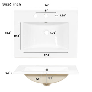 Bathroom Vanity With Sink, Soft-Close Doors, Double-Layer Shelf And 3 Drawers
