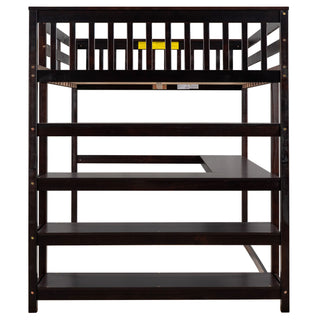 Loft Bed With Storage Shelves And Under Bed Desk