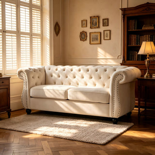 Chesterfield Button Tufted Loveseat With Rolled Arms
