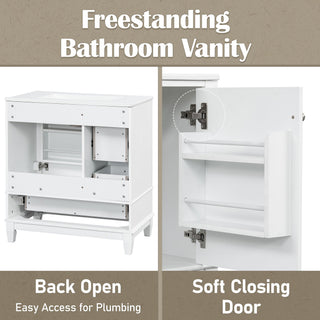 Freestanding Bathroom Vanity With Sink, Soft Close Door, 3 Drawers