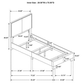 Ivory - Bed With Nailhead Trim