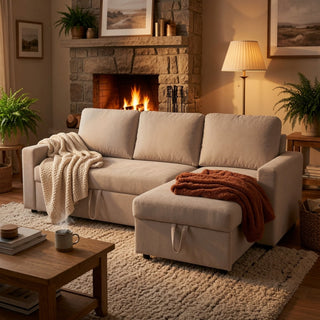 L - Shaped Convertible Sofa Bed With Storage Chaise