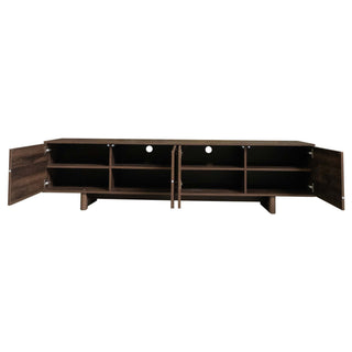 TV Stand For TVs Up To 85", Entertainment Center, Cable Management, Push Openers, Soft Closing Hinges & Adjustable Shelves - Dark Brown