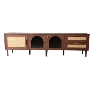 TV Stand With App-Controlled LED Lights, 2 Drawers & Door Storage