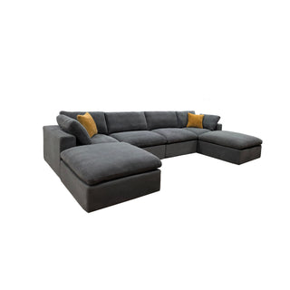 Upholstery Full Compressed Modular Sectional With Toss Pillows - Light Gray