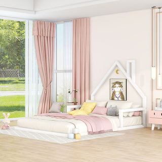 Elegant Floor Bed With House Shaped Headboard