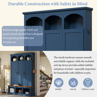 Classic Arched Design Hall Tree With 3 Hidden Storage