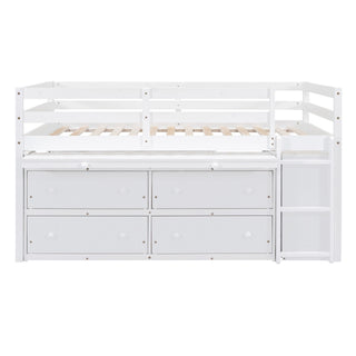 Loft Bed With Retractable Writing Desk And 4 Drawers, With Lateral Portable Desk And Shelves