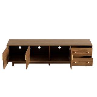 70" TV Stand With Beveled Edge Design - Brown