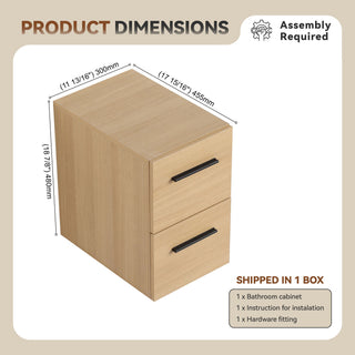Floating Bathroom Vanity Drawer Base, Wall Mounted Storage With 2 Drawers - Light Oak