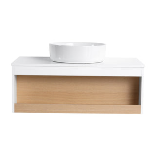 Floating Bathroom Vanity With Glossy Round Vessel Sink