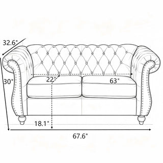 Chesterfield Button Tufted Loveseat With Rolled Arms