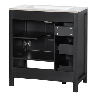 Bathroom Vanity With Sink Top, Bathroom Vanity Cabinet With 2 Doors And 2 Drawers, Open Shelf