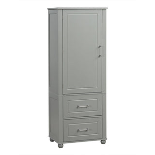 Tall Freestanding Bathroom Storage Cabinet With 2 Drawers And Adjustable Shelf