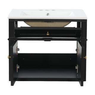 Wall Mounted Bathroom Vanity With Tip Out Drawer And Open Back Design