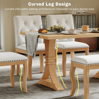 Dining Set With Bench, 6 Piece