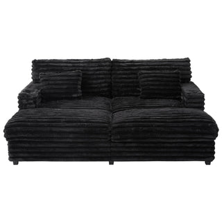 Oversized Double Chaise Lounge Sofa Bed With USB Ports And Cup Holders