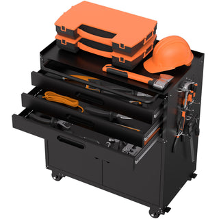 Rolling Tool Cabinet Heavy Duty Garage Storage With Lockable Doors & Drawers