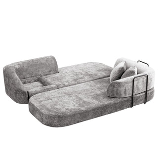 3 Seater Sofa With Built In Pet Bed Nook, Curved Design And 2 Throw Pillows