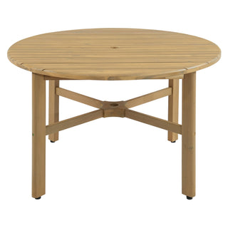 5 Piece Round Patio Table & Cushioned Armrest Chairs, Outdoor Dining Set With Umbrella Hole