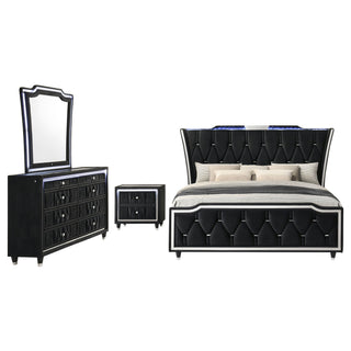 Bedroom Set With LED Lighting And Charging Nightstand