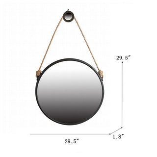 Handsome Cleveland Mirror With Rope Strap Contemporary Design Circle Mirror With Round Metal Frame For Wall Decor