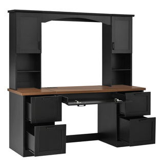 Farmhouse Computer Desk With Hutch