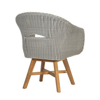 Modern Coastal Rattan Dining Chairs, (Set of 2), Solid Wood Legs - Beige