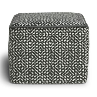 Briella - Square Woven Outdoor / Indoor Pouf - Gray / White