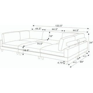 Modern Modular Sectional With Adjustable Back Support