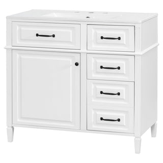 Modern Bathroom Vanity With Sink Top, Flip Drawer Design