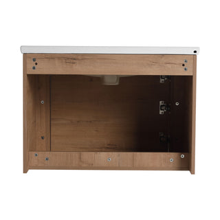 Wall Mounted Bathroom Vanity & Sink, Storage Shelves & Soft Close Door