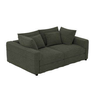 Convertible Deep Seat Sofa With Soft Pillows And Ottomans